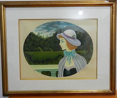 פיצחזדה - ליטוגרפיה נדירה חתומה עי הצייר ממוסגרת כבתמונה כ40 על 30