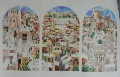 שמואל כץ - ליטוגרפיה חתומה גדולה כ110 על 60 נדירה