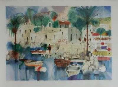 כץ שמואל - ליטוגרפיה חתומה גדולה כ100 על 70