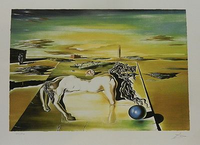 דאלי - הדפס ליטוגרפי כ42 על 58 חתום בגלופה