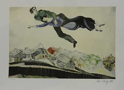 שאגאל - הדפס ליטוגרפי כ42 על 60 חתום בגלופה