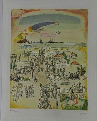 נחום גוטמן - הדפס ליטוגרפי כ25 על 35 חתום בגלופה