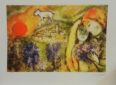 שאגאל - הדפס ליטוגרפי כ42 על 60 חתום בגלופה