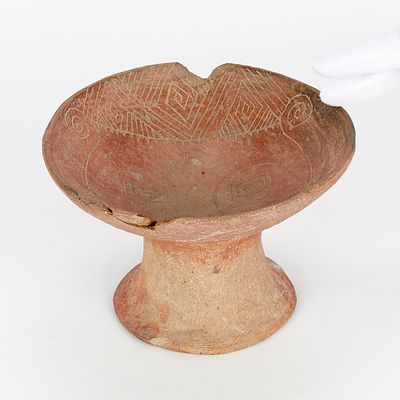 Pre-Columbian Style Pottery Vessel. Pre-Columbian style pottery vessel or vase with incised