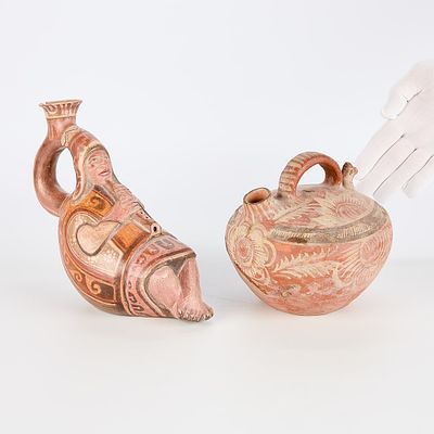 2 Early Mexican/Argentine Pots. Group of two early Mexican or Argentine ceramic pots. One with a