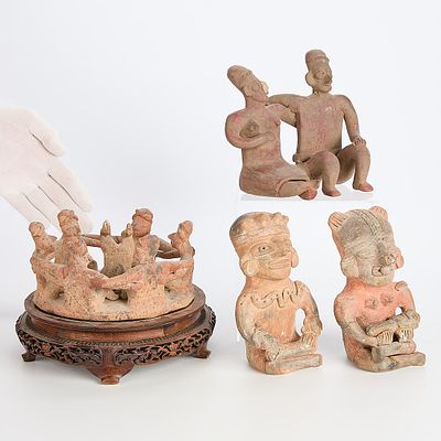 4 Pre-Columbian Terracotta Pottery Figures. Group of four ceramic Pre-Columbian terracotta