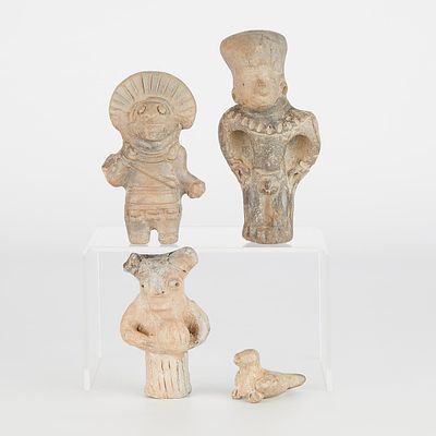 Group of 4 Pre-Columbian Style Sculptures. Group of four Pre-Columbian style pottery figural