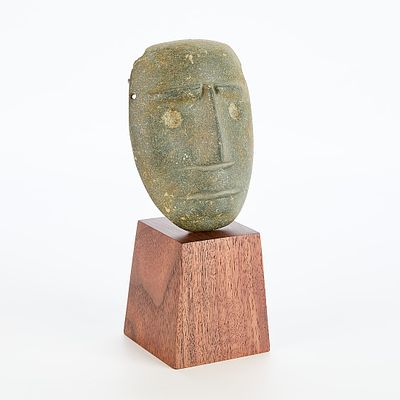 Mezcala Chontal Greenstone Carved Mask. Mezcala Chontal pre-Columbian greenstone carved mask