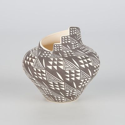 Sheryl Sanchez Acoma Pueblo Vase. Sheryl Sanchez (Acoma Pueblo, 20th c). Southwest black and