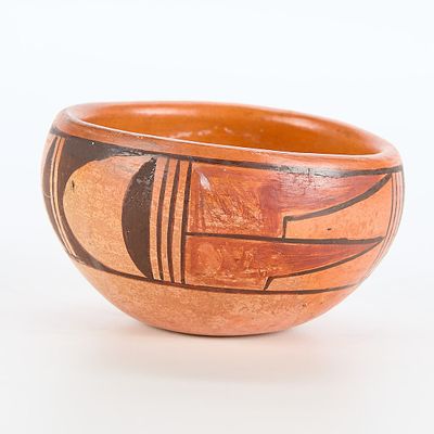 Hopi Pueblo Nampeyo-Style Pottery Bowl. Hopi-Tewa Pueblo pottery ceramic jar or bowl, late 19th
