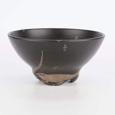 Emilia Castillo Porcelain & Sterling Bowl. Emilia Castillo (Mexican, 20th c). Taxco porcelain