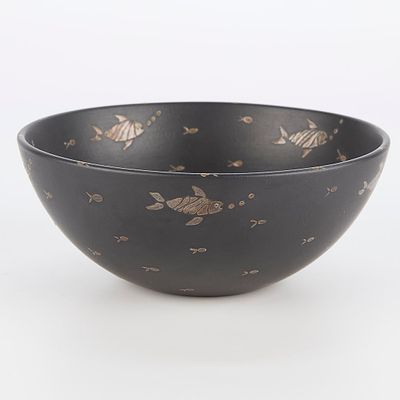 Los Castillo Taxco Porcelain & Sterling Bowl. Los Castillo, Taxco, Mexico. Porcelain bowl with