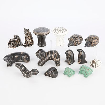 15 Emilia Castillo Silverwork Salt & Pepper Shakers. Emilia Castillo (Mexican, 20th c). Group of