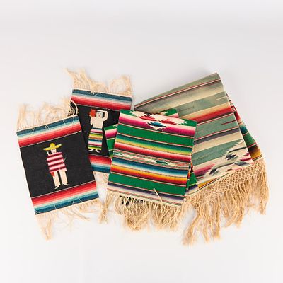 5 Mexican Serape Blanket Textiles. Group of five vintage Mexican serape, sarape or jorongo
