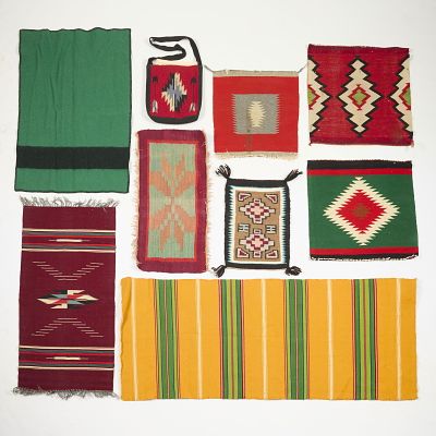 9 Native American & Mexican Textiles. Group of nine Native American and Mexican textiles, 20th