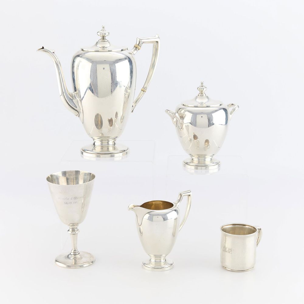 Dominick & Haff Sterling Teaset & Others - 60 ozt. Dominick &amp; Haff, United States. Three 