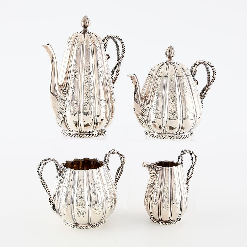 Bradbury & Sons Sheffield Plate Tea Set. Thomas Bradbury &amp; Sons Sheffield Plate Tea Service 