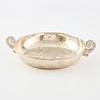 Spanish Colonial Coin Alpaca Silver Dish. Alpaca silver two handled dish featuring three Image - 1