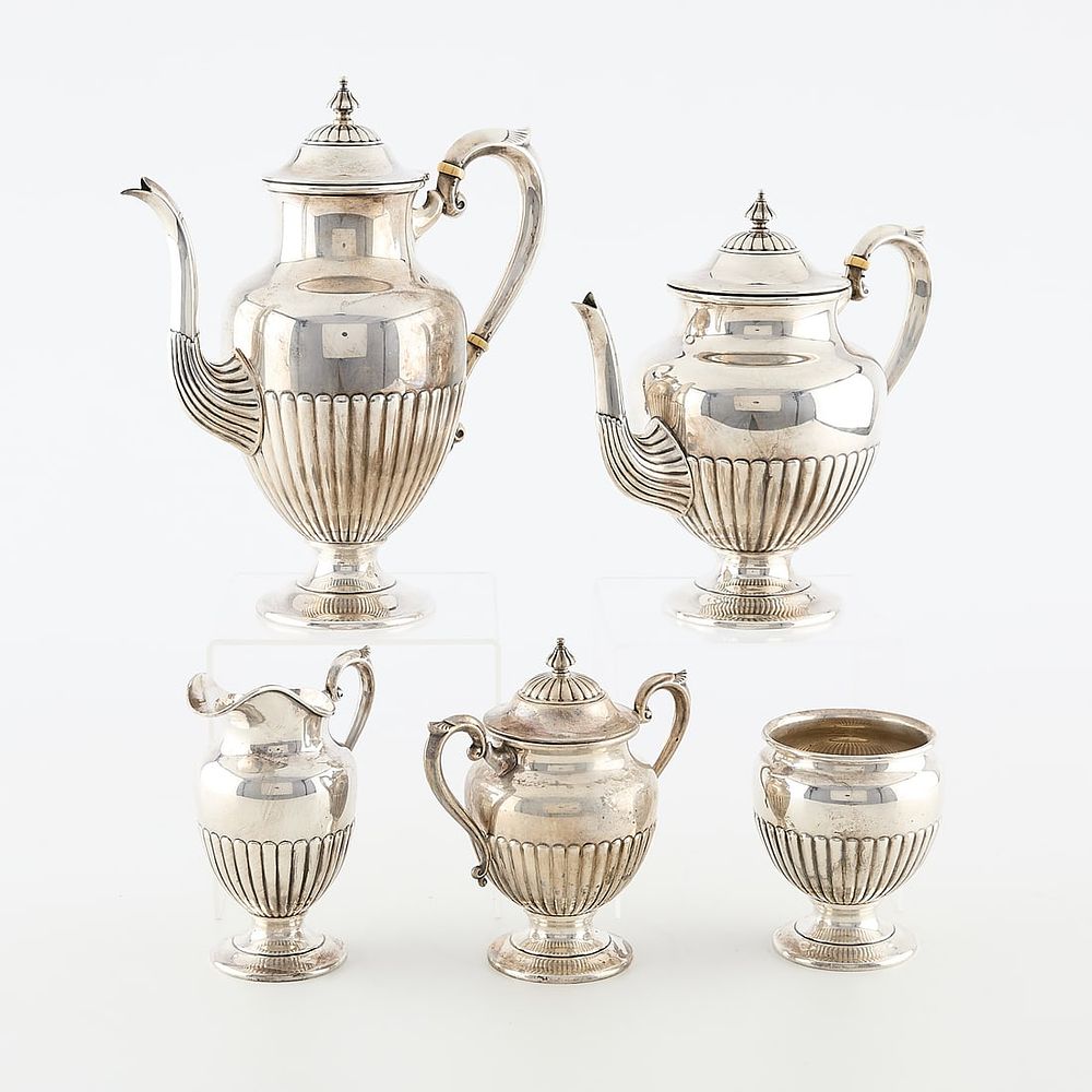 Hirsch & Co. Sterling Silver Tea Set - 76 ozt. Hirsch &amp; Co. five piece sterling silver tea 
