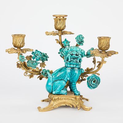 French Rococo Style Chinoiserie Bronze Candelabra. French Louis XV-style rococo chinoiserie gilt 