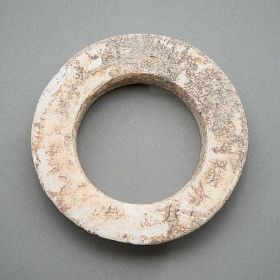 Archaic Chinese Calcified Jade/Hardstone Cuff. Archaic Chinese calcified carved jade or 