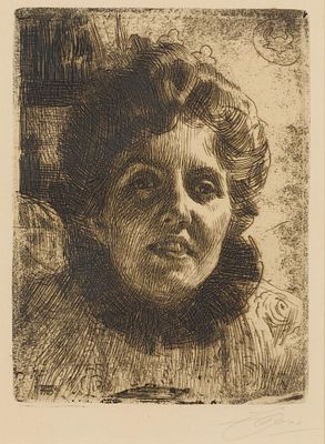 Anders Zorn "Aurore" Etching 1909. Anders Zorn (Swedish, 1860-1920). Etching on paper titled 