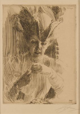Anders Zorn "A Ring" Etching 1906. Anders Zorn (Swedish, 1860-1920). Etching on paper titled "A 