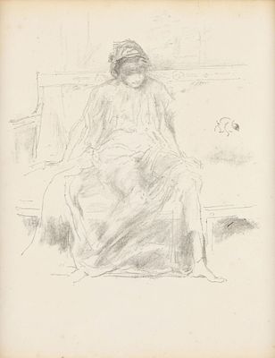 After James McNeill Whistler "Draped Figure" Print. After James McNeill Whistler (American 
