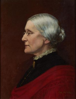 Carl Gutherz Portrait Painting of Susan B. Anthony. Carl Gutherz (Swiss/American, 1844-1907). 