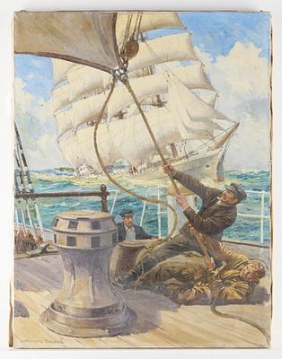 Anton Otto Fischer Sailor Painting 1924. Anton Otto Fischer (German/American, 1882-1962). Oil on 