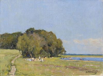 Konstantin Vysotsky Landscape Painting. Konstantin Vysotsky (Russian, 1864-1938). Oil on board 