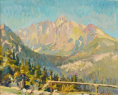 Franciszek Wojick Mountain Landscape Painting. Franciszek Wojick (Polish, 1903-1984). Oil on 