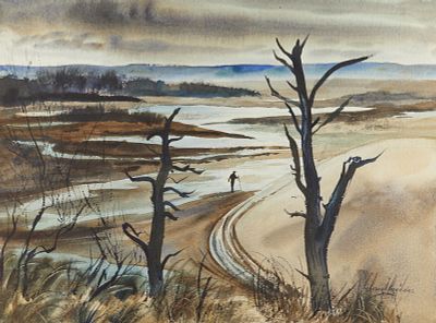 C. Robert Perrin "Barnstable" Painting. Charles Robert Perrin (American, 1915-1999). Watercolor 