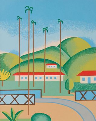 Tarsila do Amaral "Palmeiras" Serigraph 1972. Tarsila do Amaral (Brazilian, 1886-1973). 
