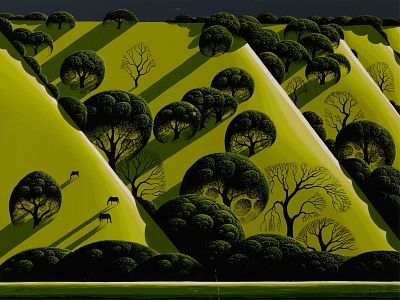 Eyvind Earle "Live Oak Country" Serigraph. Eyvind Earle (American, 1916-2000). Serigraph on 