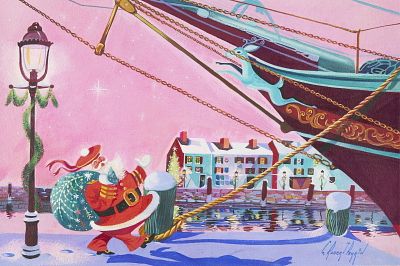 C. Robert Perrin Santa Clause Painting. Charles Robert Perrin (American, 1915-1999). Watercolor 