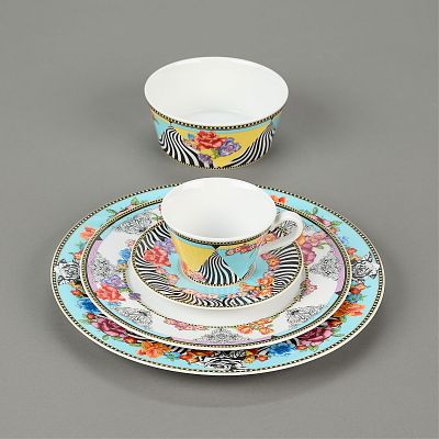 Set 5 Versace for Rosenthal "Hot Flowers" Dishes. Versace for Rosenthal, Germany. Set of five 