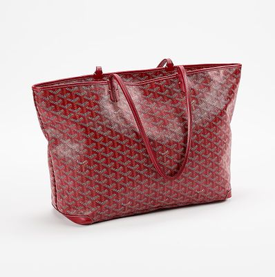 Goyard Red Artois MM Bag. Goyard Artois MM bag in red Goyardine canvas & chevroches calfskin 
