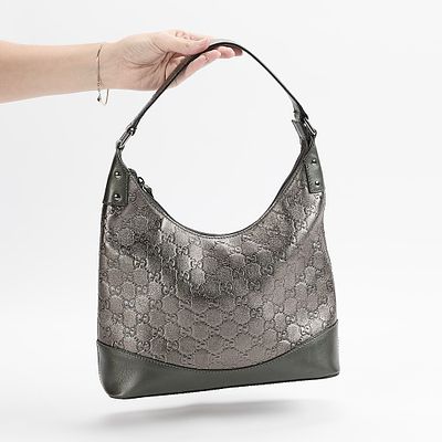 Gucci Guccissima Small Shoulder Bag. Gucci Guccissima small shoulder bag in pewter/gunmetal 