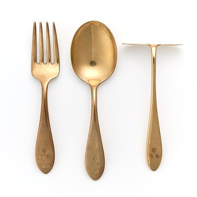 Gorham 14k Yellow Gold Childrens Flatware. Gorham 14k yellow gold children's flatware set 