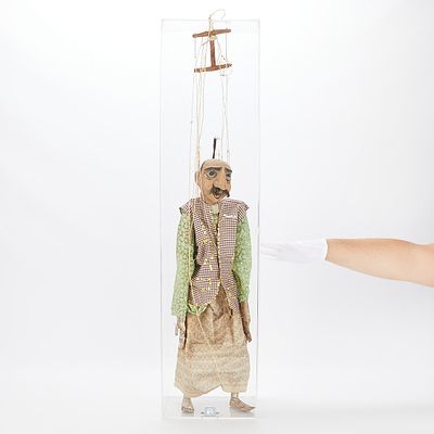Humorous Antique Burmese Marionette Puppet. Antique Burmese folk art "yoke the" (yoke thay) 