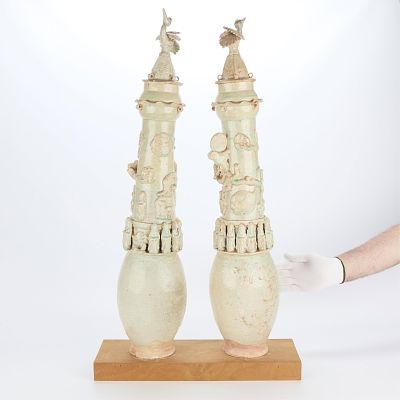Pair Chinese Song Burial Jars for Wine. Pair of Chinese burial jars for wine storage, Southern 