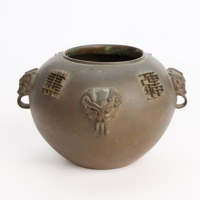 18th/19th c. Chinese Bronze Censer. Chinese bronze incense burner censer vessel, Qing dynasty 