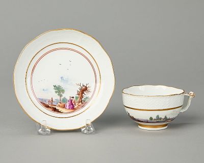 Meissen Ozier Teacup & Saucer ca. 1735. Meissen, Germany. Porcelain cup and saucer, ca. 1735. 