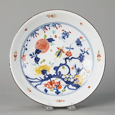 Meissen Japonisme Porcelain Plate. Meissen, Germany. Porcelain plate painted with bugs on a 