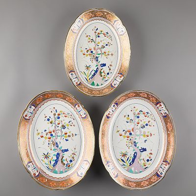 3 Spode "Tree of Life" Lobed Porcelain Trays. Spode, England. Group of three pattern 282 "Tree 