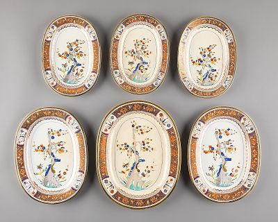6 Spode "Tree of Life" Porcelain Serving Trays. Spode, England. Group of six pattern 282 "Tree 
