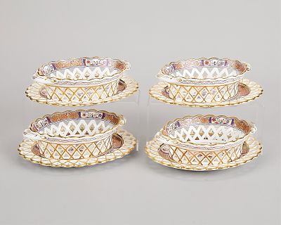 Set 4 Spode "Tree of Life" Early Dishes w/ Trays. Spode, England. Set of four pattern 282 "Tree 