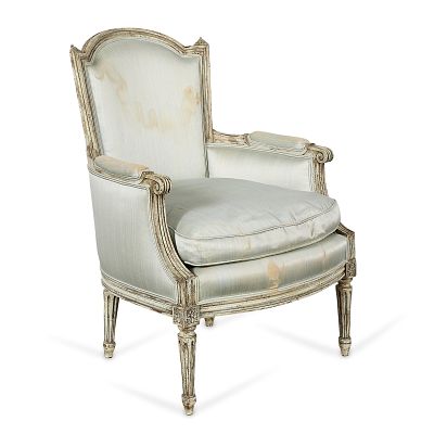 Louis XV Upholstered Bergere Armchair Fauteuil. A French Louis XV bergere, armchair, or fauteuil 