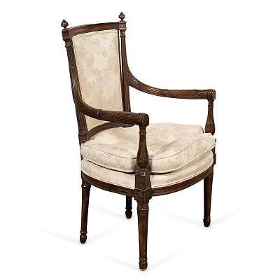 French Louis XVI Mahogany Armchair Fauteuil. French Louis XVI mahogany armchair or fauteuil 
